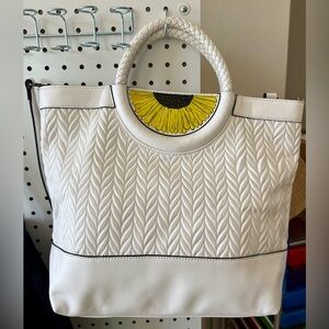 White Sunflower Designer Tote Bag